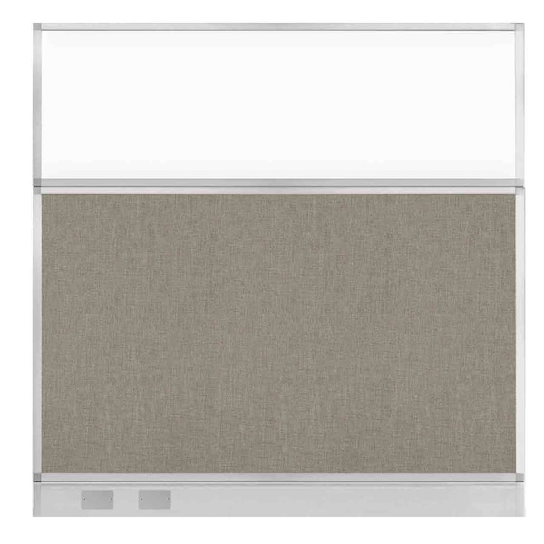 Hush Panel Cubicle Partition 6' x 6' W/ Window Warm Pebble Fabric Clear Window W/ Cable Channel